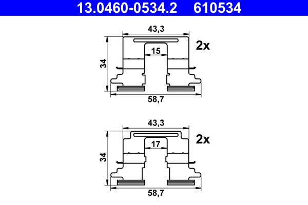 Комплектующие, колодки дискового тормоза   13.0460-0534.2   ATE