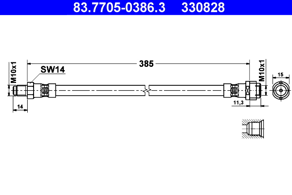 Тормозной шланг   83.7705-0386.3   ATE