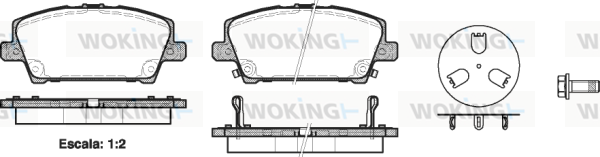 Комплект гальмівних накладок, дискове гальмо   P13053.02   WOKING