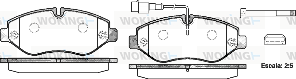 Комплект гальмівних накладок, дискове гальмо   P13453.02   WOKING