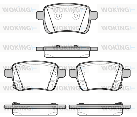 Комплект гальмівних накладок, дискове гальмо   P15503.22   WOKING