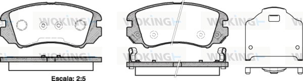 Комплект тормозных колодок, дисковый тормоз   P8533.22   WOKING