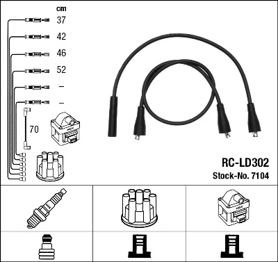 Комплект проводов зажигания   7104   NGK