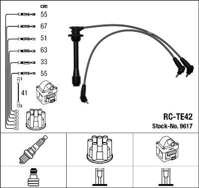 Комплект проводів високої напруги   9617   NGK