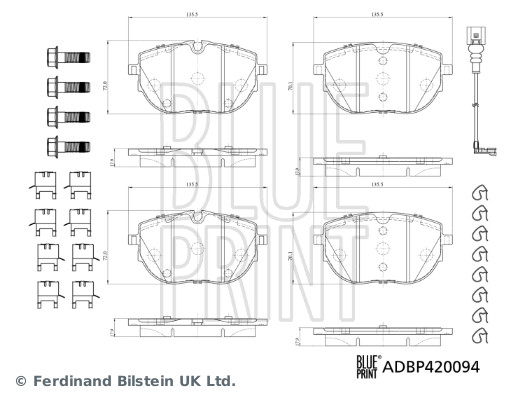 Комплект тормозных колодок, дисковый тормоз   ADBP420094   BLUE PRINT