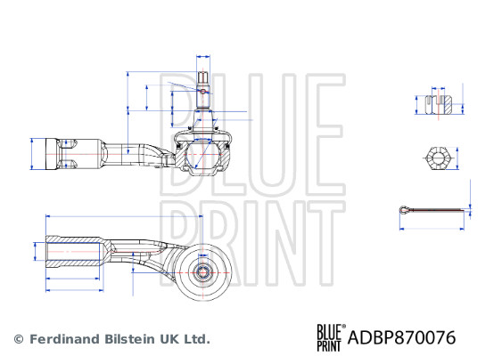 Наконечник поперечной рулевой тяги   ADBP870076   BLUE PRINT