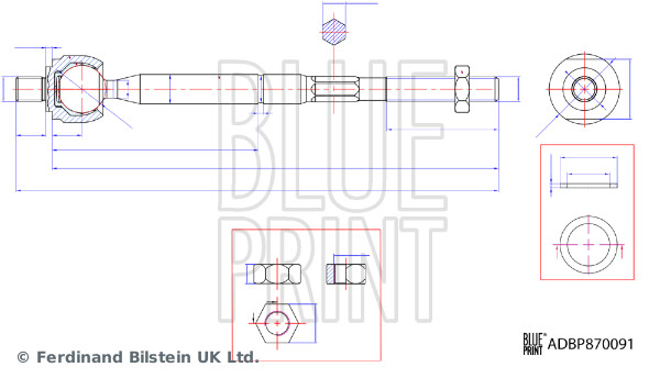 Осьовий шарнір, поперечна кермова тяга   ADBP870091   BLUE PRINT