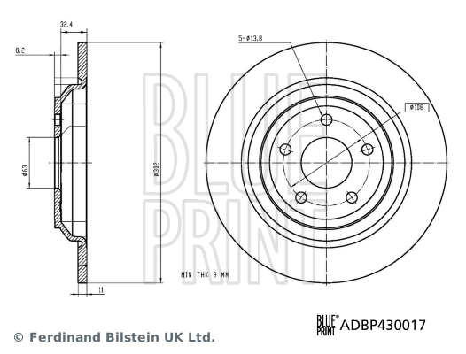 Гальмівний диск ADBP430017 BLUE PRINT #2