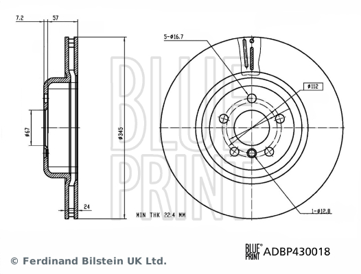 Гальмівний диск ADBP430018 BLUE PRINT #2