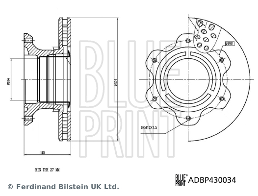 Тормозной диск ADBP430034 BLUE PRINT #2