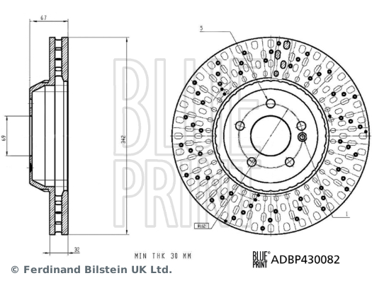Гальмівний диск   ADBP430082   BLUE PRINT
