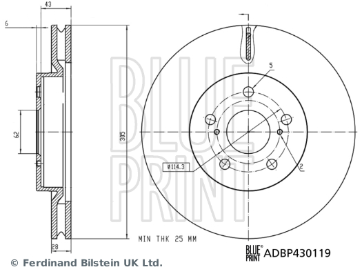 Тормозной диск   ADBP430119   BLUE PRINT