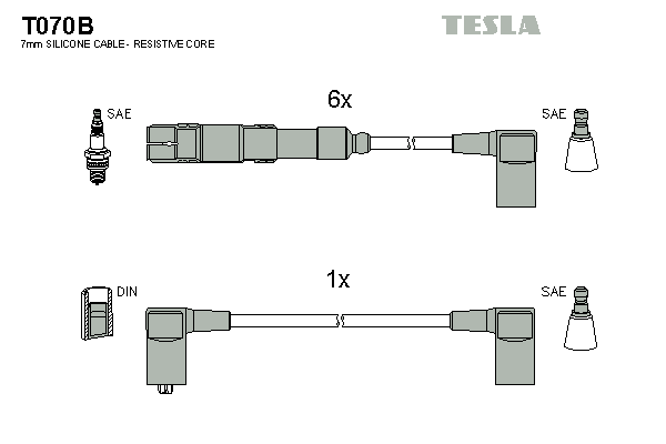 Комплект проводов зажигания   T070B   TESLA