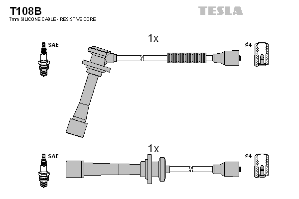 Комплект проводів високої напруги   T108B   TESLA