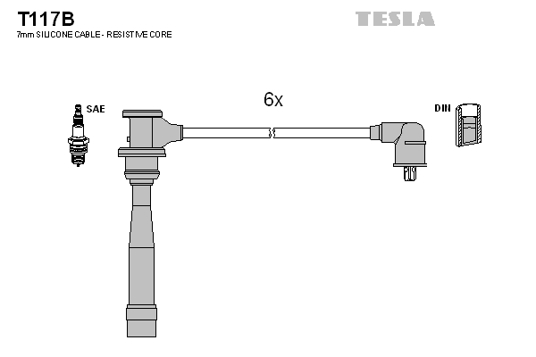 Комплект проводов зажигания   T117B   TESLA