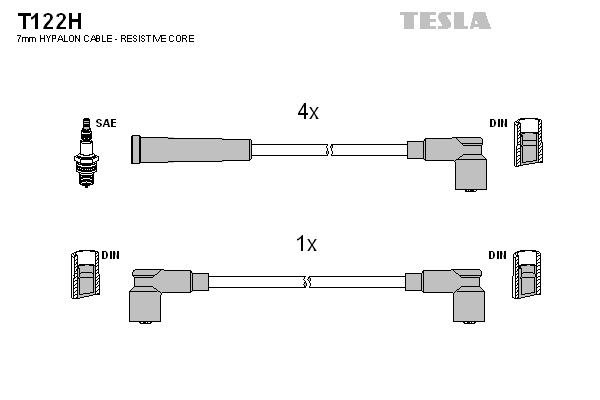 Комплект проводів високої напруги   T122H   TESLA