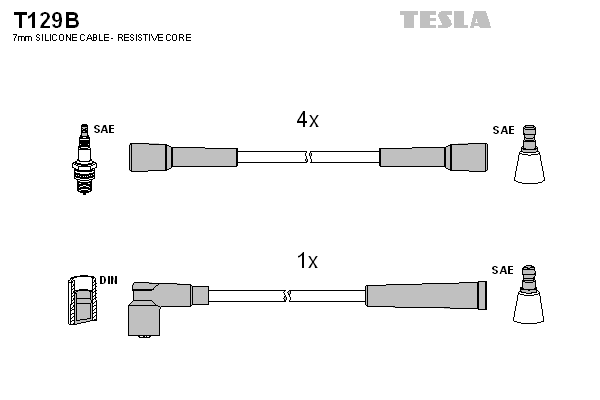 Комплект проводів високої напруги, TESLA T129B Комплект проводів високої напруги, TESLA T129B
