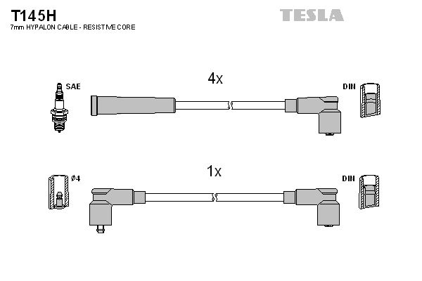 Комплект проводів високої напруги   T145H   TESLA