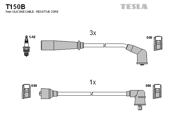 Комплект проводов зажигания   T150B   TESLA