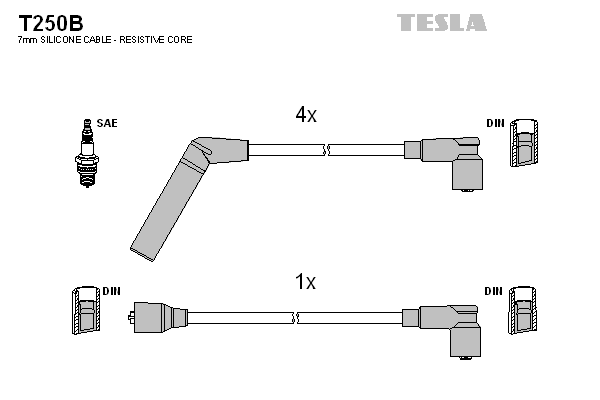 Комплект проводів високої напруги   T250B   TESLA