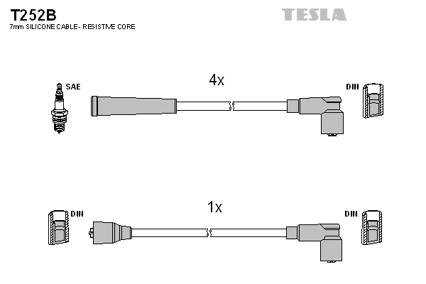 Комплект проводів високої напруги   T252B   TESLA