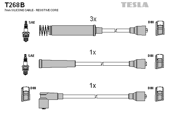 Комплект проводів високої напруги   T268B   TESLA