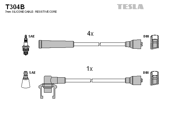 Комплект проводов зажигания   T304B   TESLA