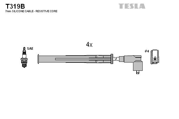 Комплект проводов зажигания   T319B   TESLA