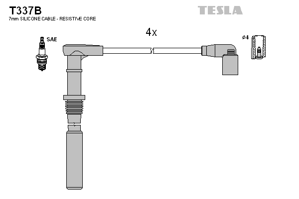 Комплект проводов зажигания   T337B   TESLA