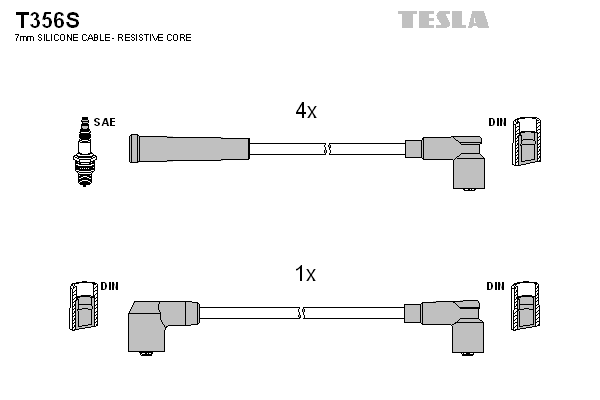 Комплект проводов зажигания   T356S   TESLA