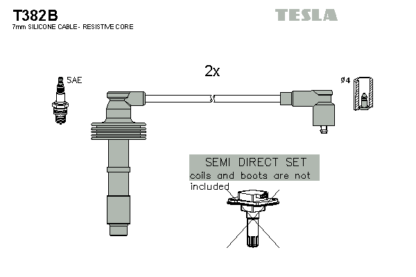 Комплект проводов зажигания   T382B   TESLA