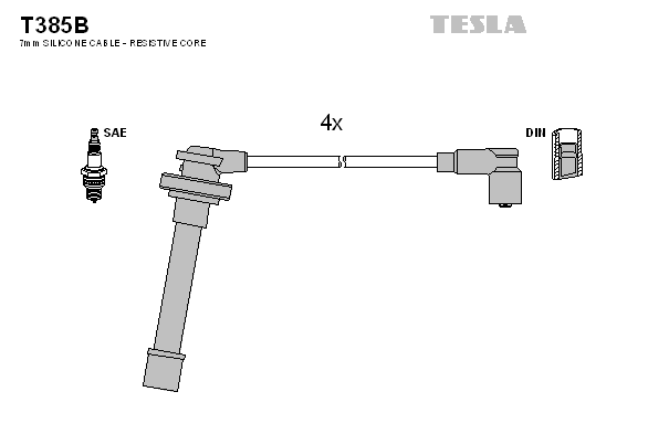 Комплект проводов зажигания   T385B   TESLA