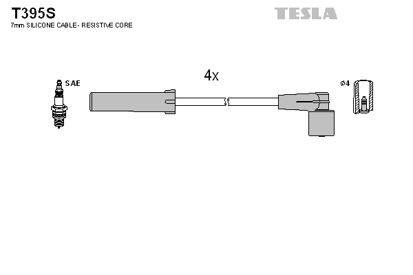 Комплект проводів високої напруги   T395S   TESLA