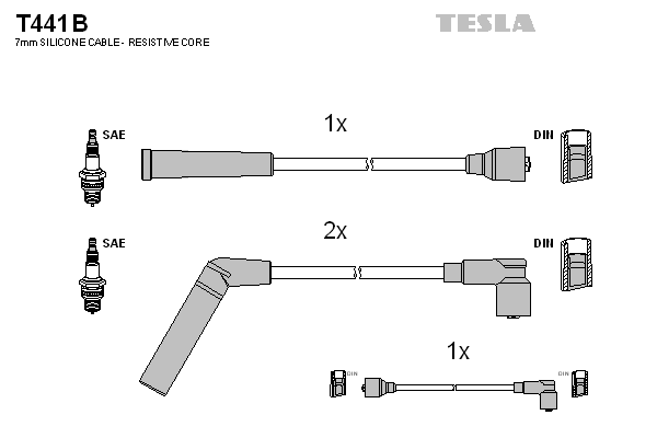 Комплект проводів високої напруги   T441B   TESLA