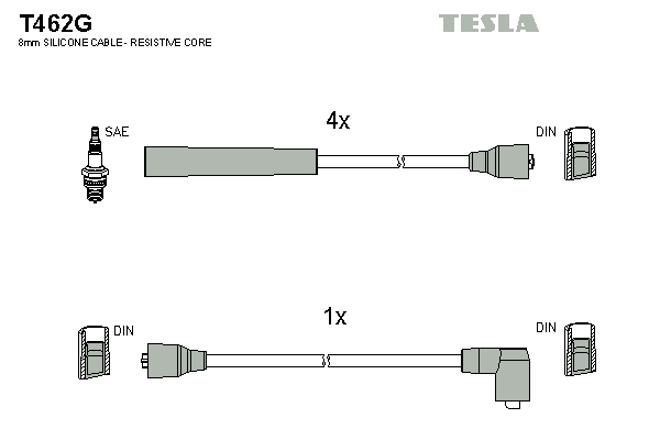 Комплект проводов зажигания   T462G   TESLA