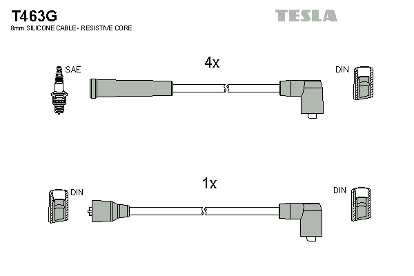 Комплект проводов зажигания   T463G   TESLA