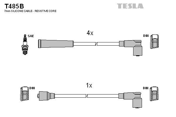 Комплект проводов зажигания   T485B   TESLA