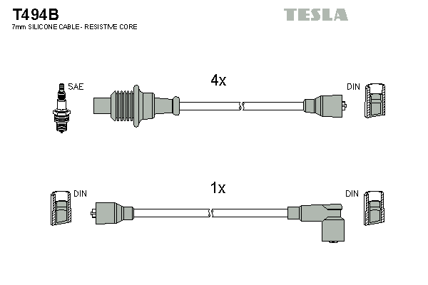 Комплект проводов зажигания   T494B   TESLA