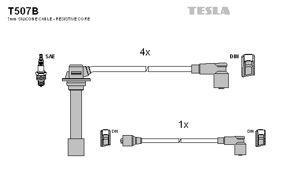 Комплект проводов зажигания   T507B   TESLA
