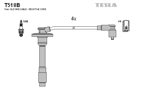 Комплект проводов зажигания   T518B   TESLA