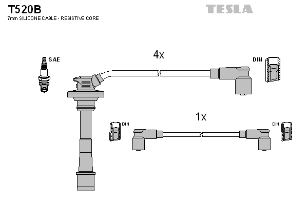 Комплект проводов зажигания   T520B   TESLA