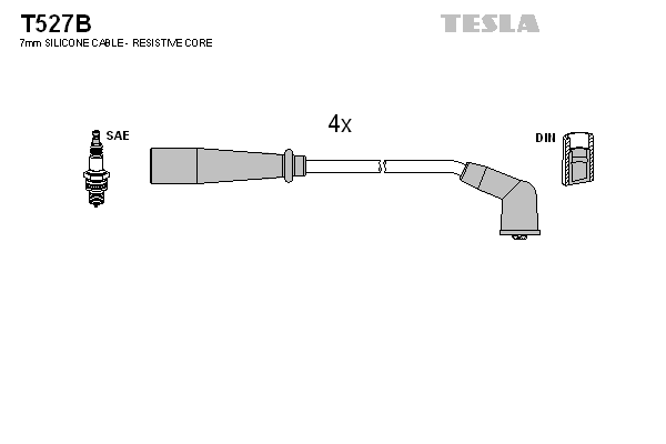 Комплект проводів високої напруги   T527B   TESLA