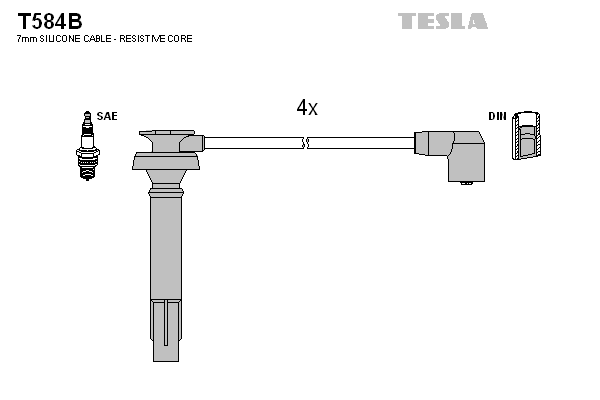 Комплект проводів високої напруги   T584B   TESLA