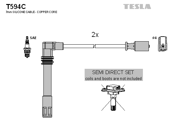 Комплект проводів високої напруги   T594C   TESLA