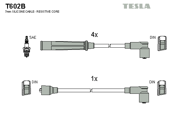 Комплект проводів високої напруги   T602B   TESLA