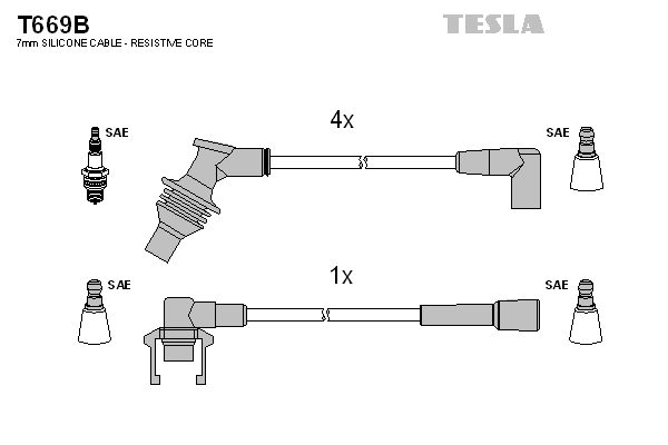 Комплект проводов зажигания   T669B   TESLA