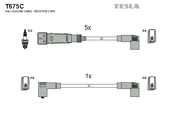 Комплект проводів високої напруги   T675C   TESLA