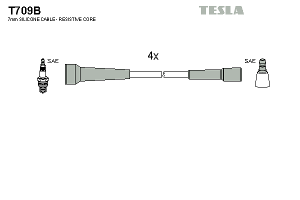 Комплект проводів високої напруги   T709B   TESLA