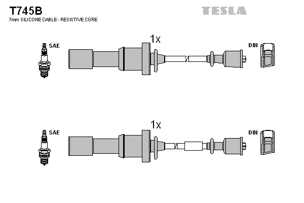 Комплект проводів високої напруги   T745B   TESLA