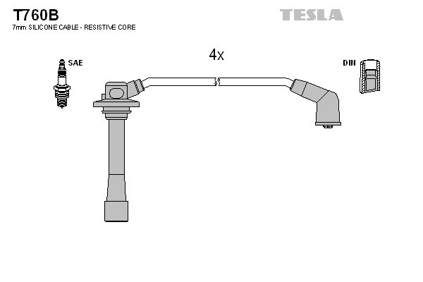 Комплект проводів високої напруги   T760B   TESLA